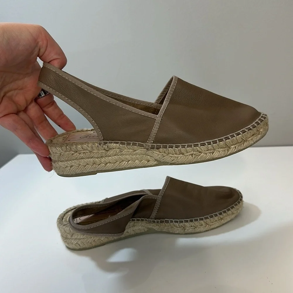 Anthropologie Gaimo Leather Slingback Espadrille Sandals Size 36(5.5)